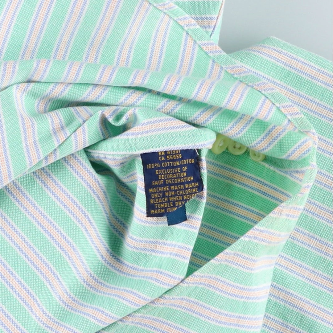 Ralph Lauren multi-stripe long-sleeved button-down shirt, women's size M (approx.) cotton Emerald green Vintage Second Hand