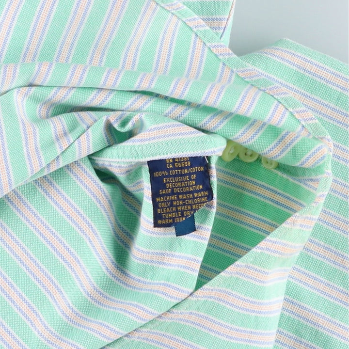 Ralph Lauren multi-stripe long-sleeved button-down shirt, women's size M (approx.) cotton Emerald green Vintage Second Hand