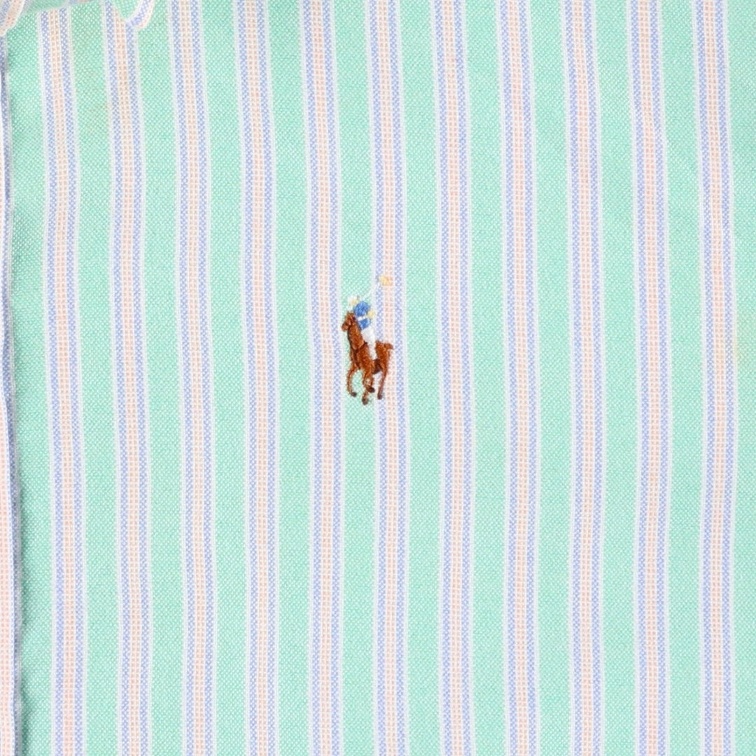 Ralph Lauren multi-stripe long-sleeved button-down shirt, women's size M (approx.) cotton Emerald green Vintage Second Hand