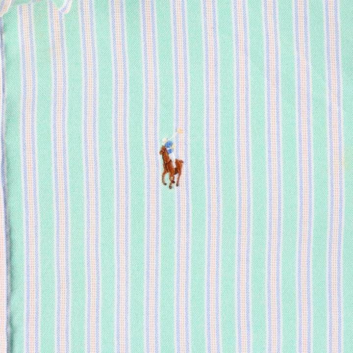 Ralph Lauren multi-stripe long-sleeved button-down shirt, women's size M (approx.) cotton Emerald green Vintage Second Hand