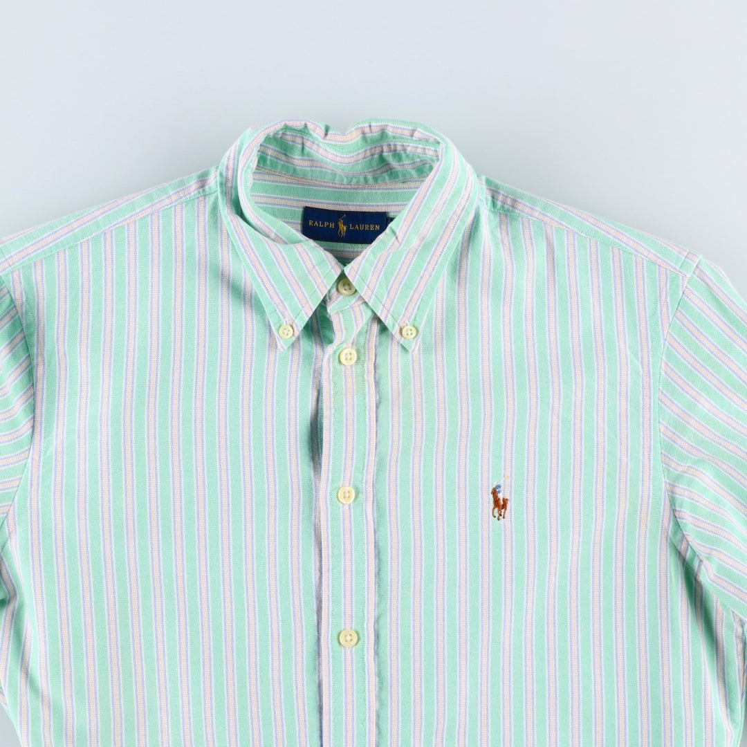 Ralph Lauren multi-stripe long-sleeved button-down shirt, women's size M (approx.) cotton Emerald green Vintage Second Hand