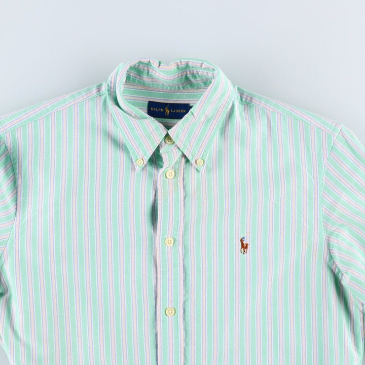 Ralph Lauren multi-stripe long-sleeved button-down shirt, women's size M (approx.) cotton Emerald green Vintage Second Hand