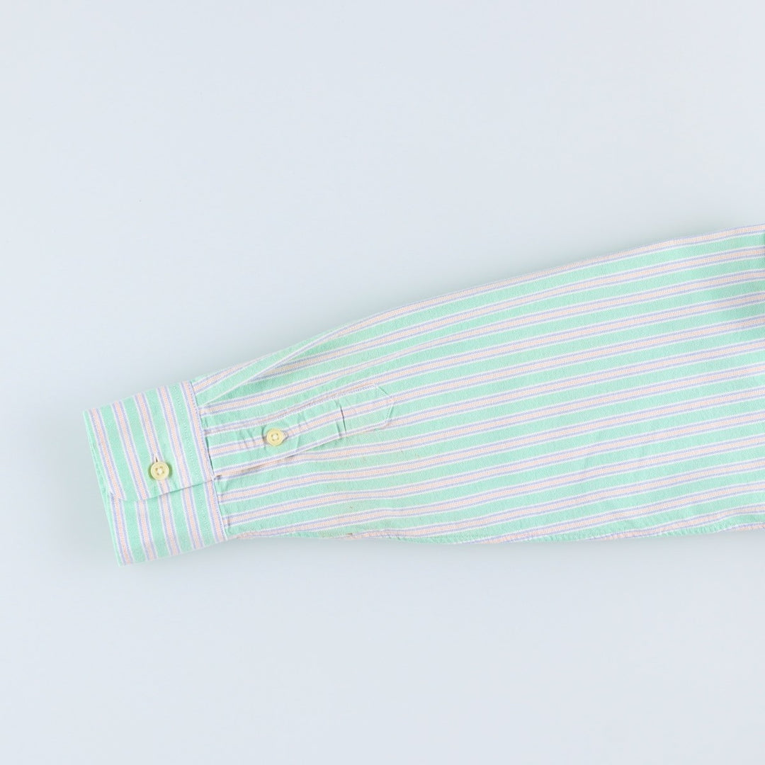 Ralph Lauren multi-stripe long-sleeved button-down shirt, women's size M (approx.) cotton Emerald green Vintage Second Hand