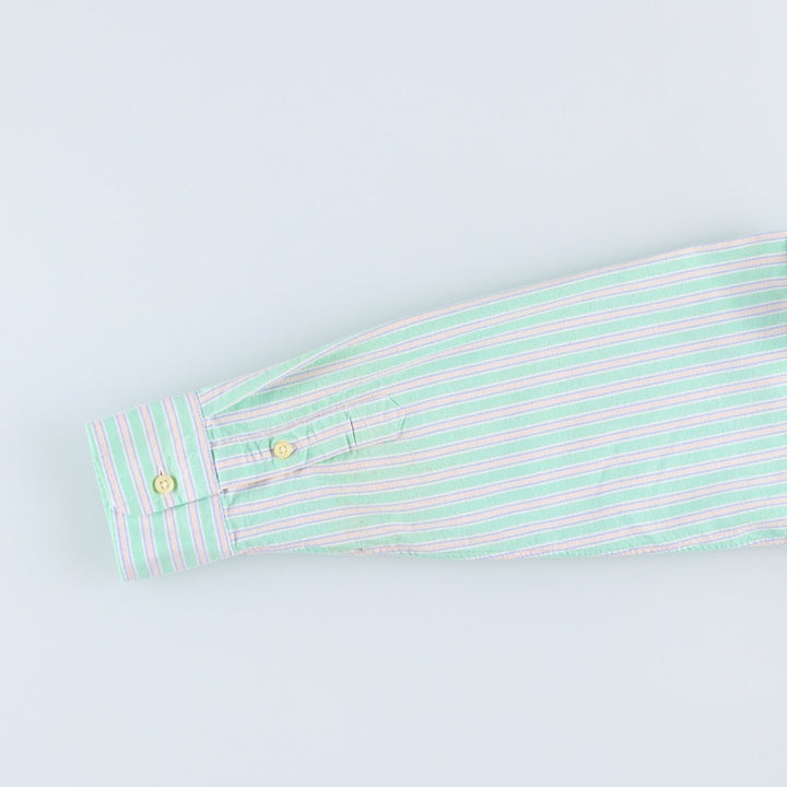 Ralph Lauren multi-stripe long-sleeved button-down shirt, women's size M (approx.) cotton Emerald green Vintage Second Hand