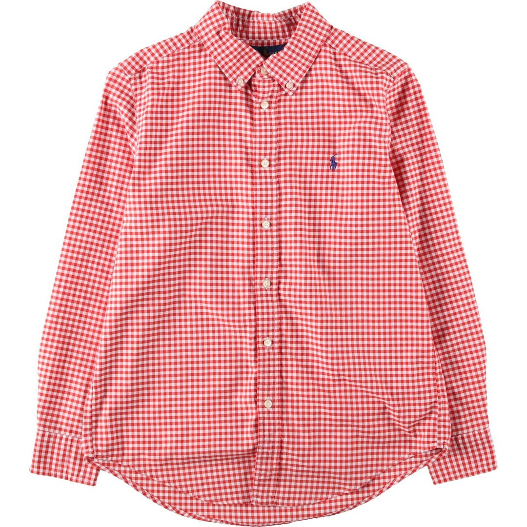 Ralph Lauren gingham check long sleeve button-down check shirt, women's size L cotton red type Vintage Second Hand