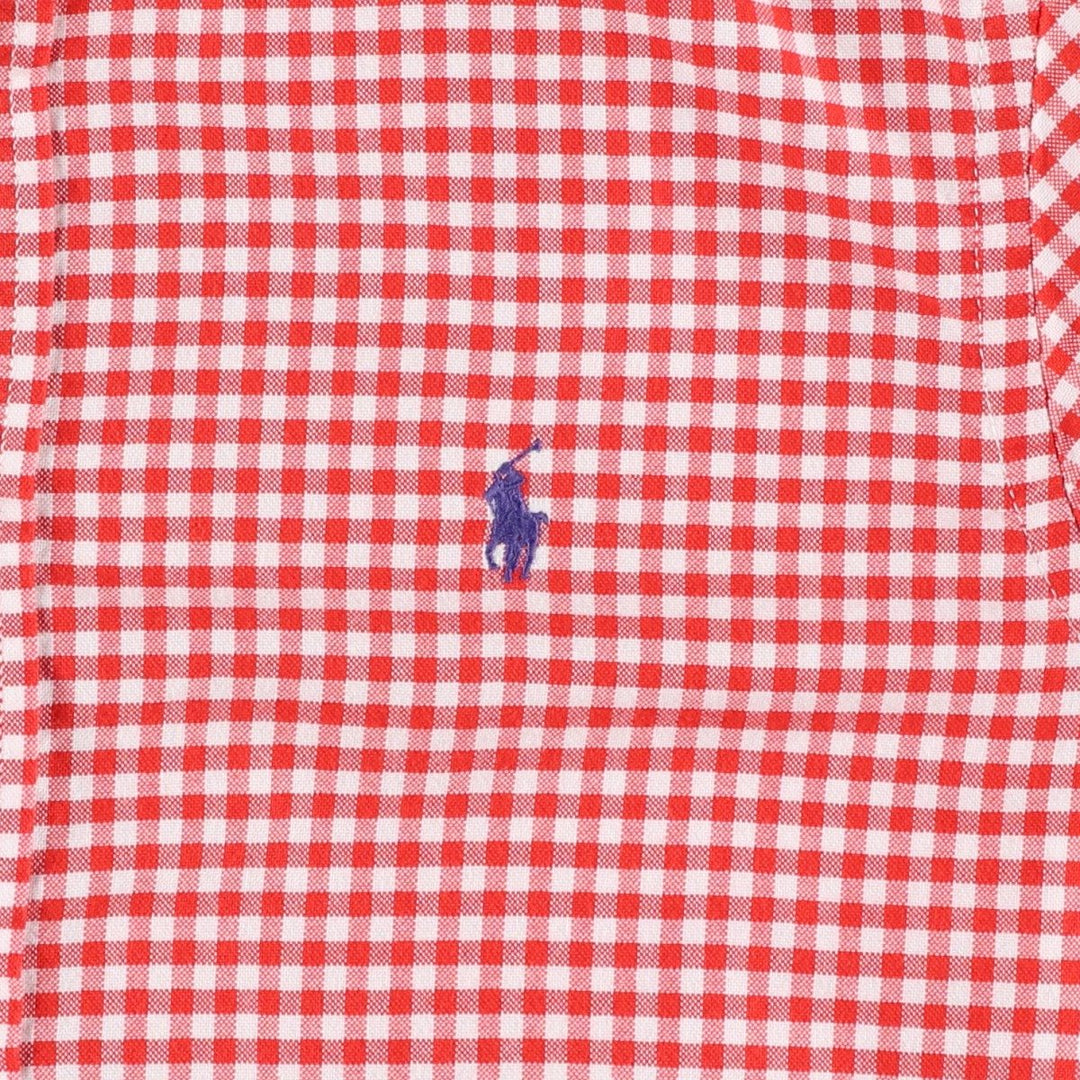 Ralph Lauren gingham check long sleeve button-down check shirt, women's size L cotton red type Vintage Second Hand