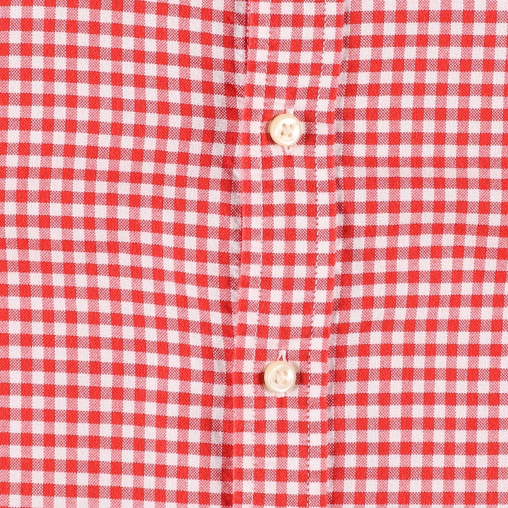 Ralph Lauren gingham check long sleeve button-down check shirt, women's size L cotton red type Vintage Second Hand