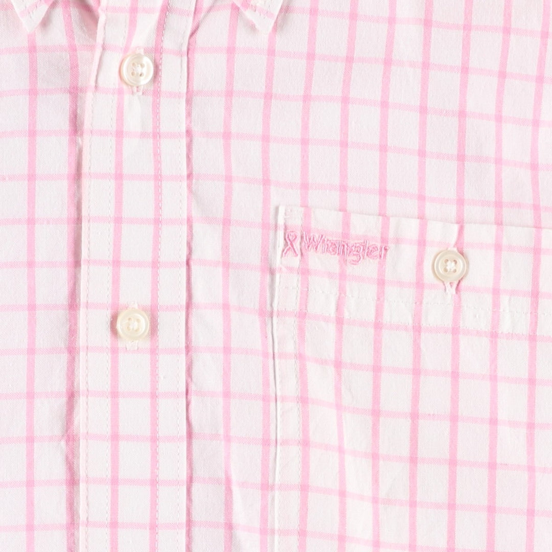 Wrangler Long-Sleeve Button-Down Check Shirt, Women's Size XL (approx.) cotton pink type Vintage Second Hand