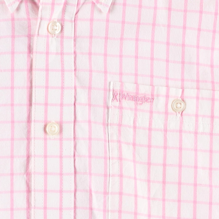 Wrangler Long-Sleeve Button-Down Check Shirt, Women's Size XL (approx.) cotton pink type Vintage Second Hand