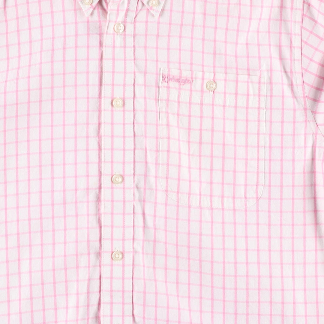 Wrangler Long-Sleeve Button-Down Check Shirt, Women's Size XL (approx.) cotton pink type Vintage Second Hand