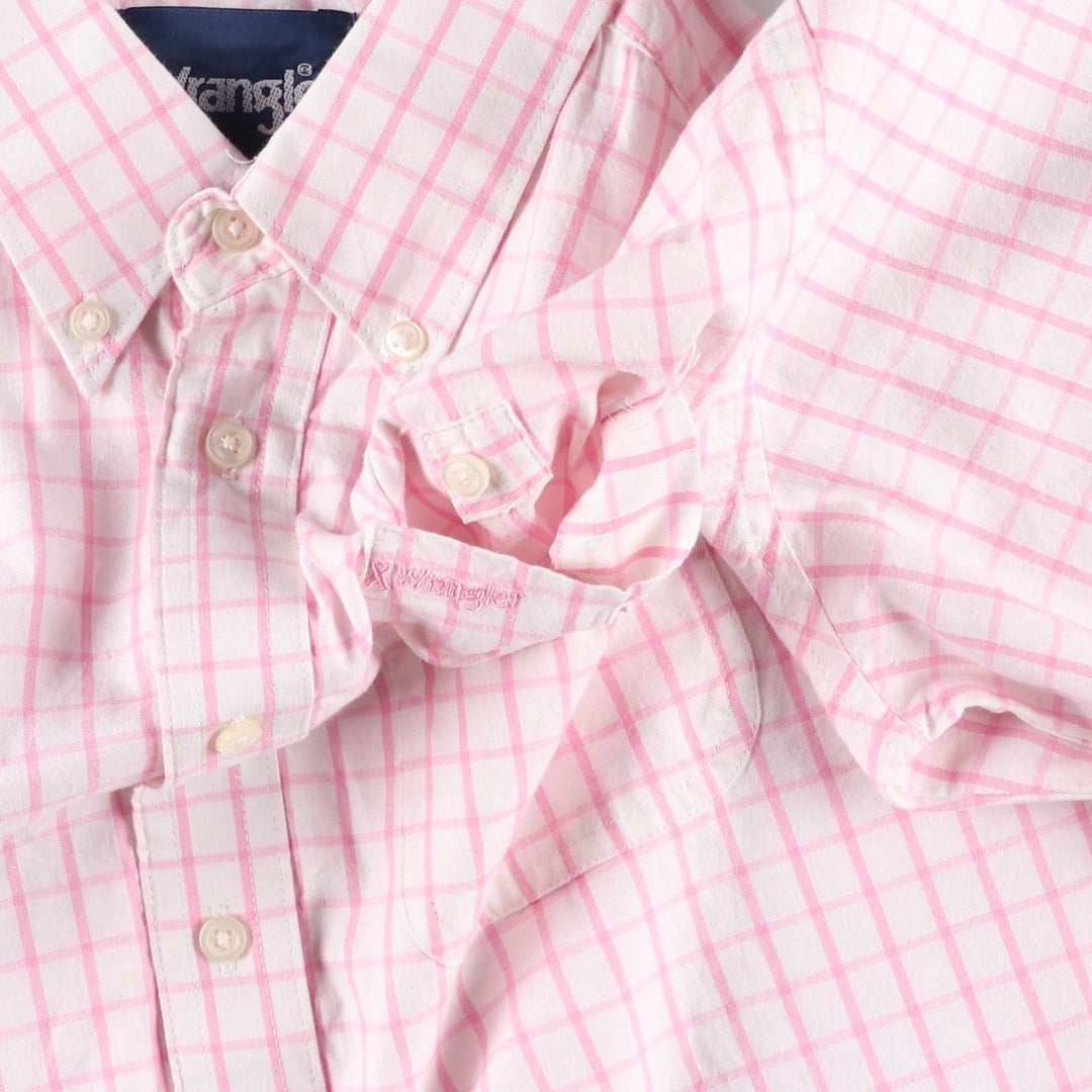 Wrangler Long-Sleeve Button-Down Check Shirt, Women's Size XL (approx.) cotton pink type Vintage Second Hand