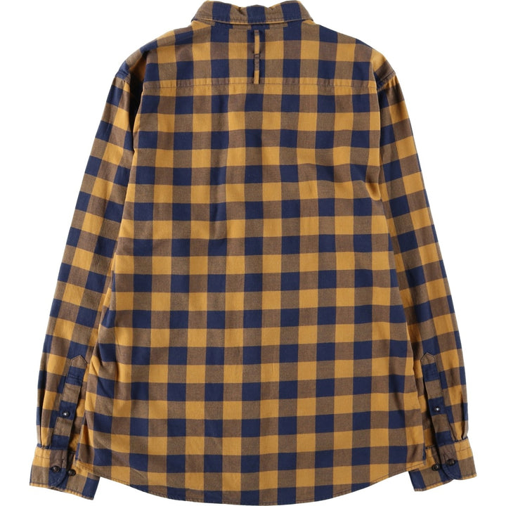 Banana Republic Slim Fit Buffalo Check Long-Sleeve Button-Down Check Shirt (Men's Size L) cotton ocher yellow type Vintage Second Hand