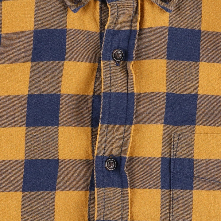 Banana Republic Slim Fit Buffalo Check Long-Sleeve Button-Down Check Shirt (Men's Size L) cotton ocher yellow type Vintage Second Hand