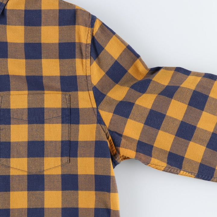 Banana Republic Slim Fit Buffalo Check Long-Sleeve Button-Down Check Shirt (Men's Size L) cotton ocher yellow type Vintage Second Hand