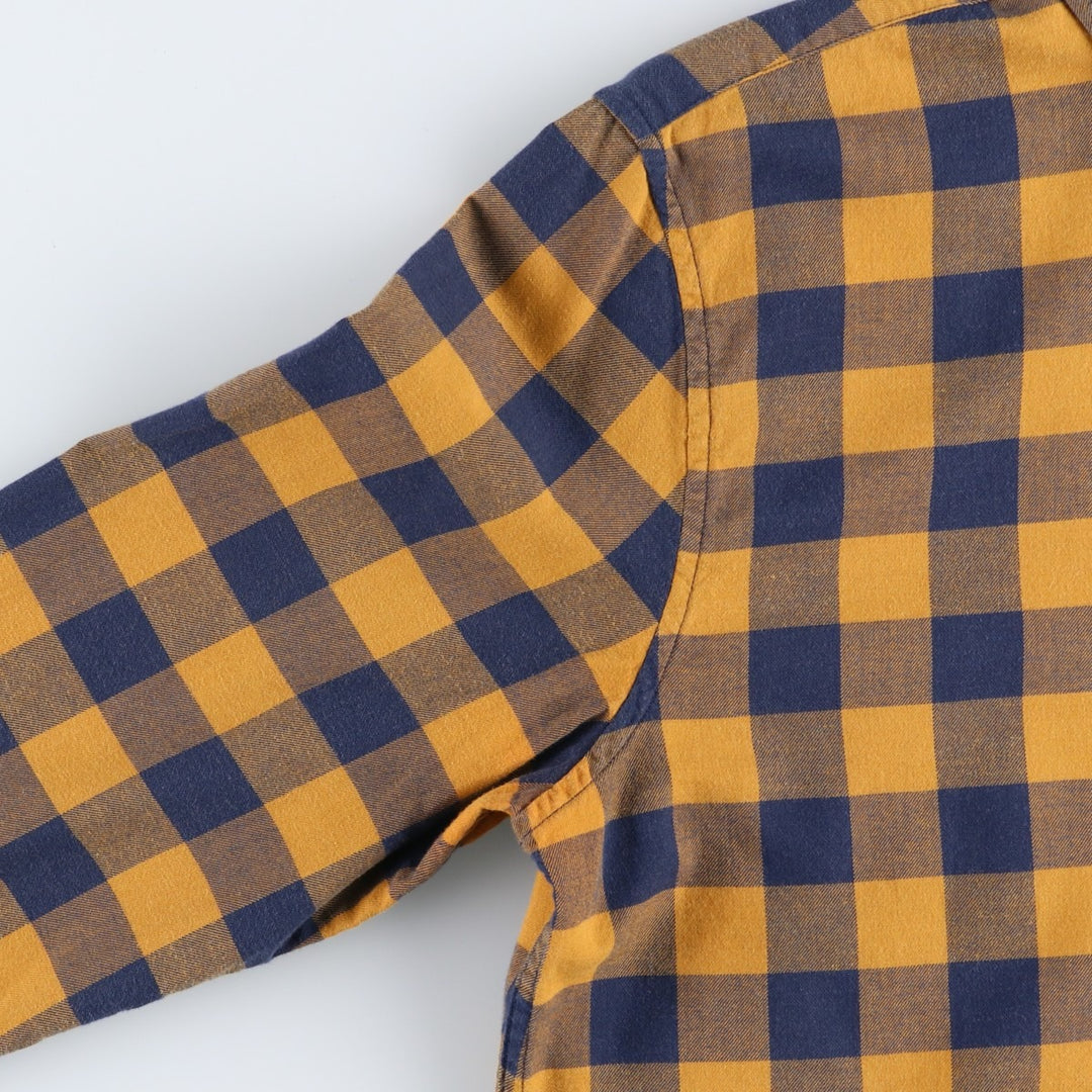 Banana Republic Slim Fit Buffalo Check Long-Sleeve Button-Down Check Shirt (Men's Size L) cotton ocher yellow type Vintage Second Hand