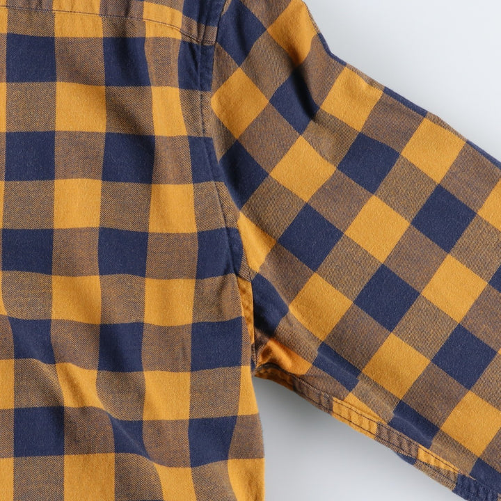 Banana Republic Slim Fit Buffalo Check Long-Sleeve Button-Down Check Shirt (Men's Size L) cotton ocher yellow type Vintage Second Hand