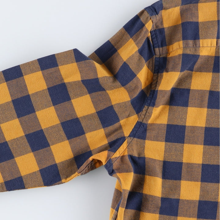Banana Republic Slim Fit Buffalo Check Long-Sleeve Button-Down Check Shirt (Men's Size L) cotton ocher yellow type Vintage Second Hand