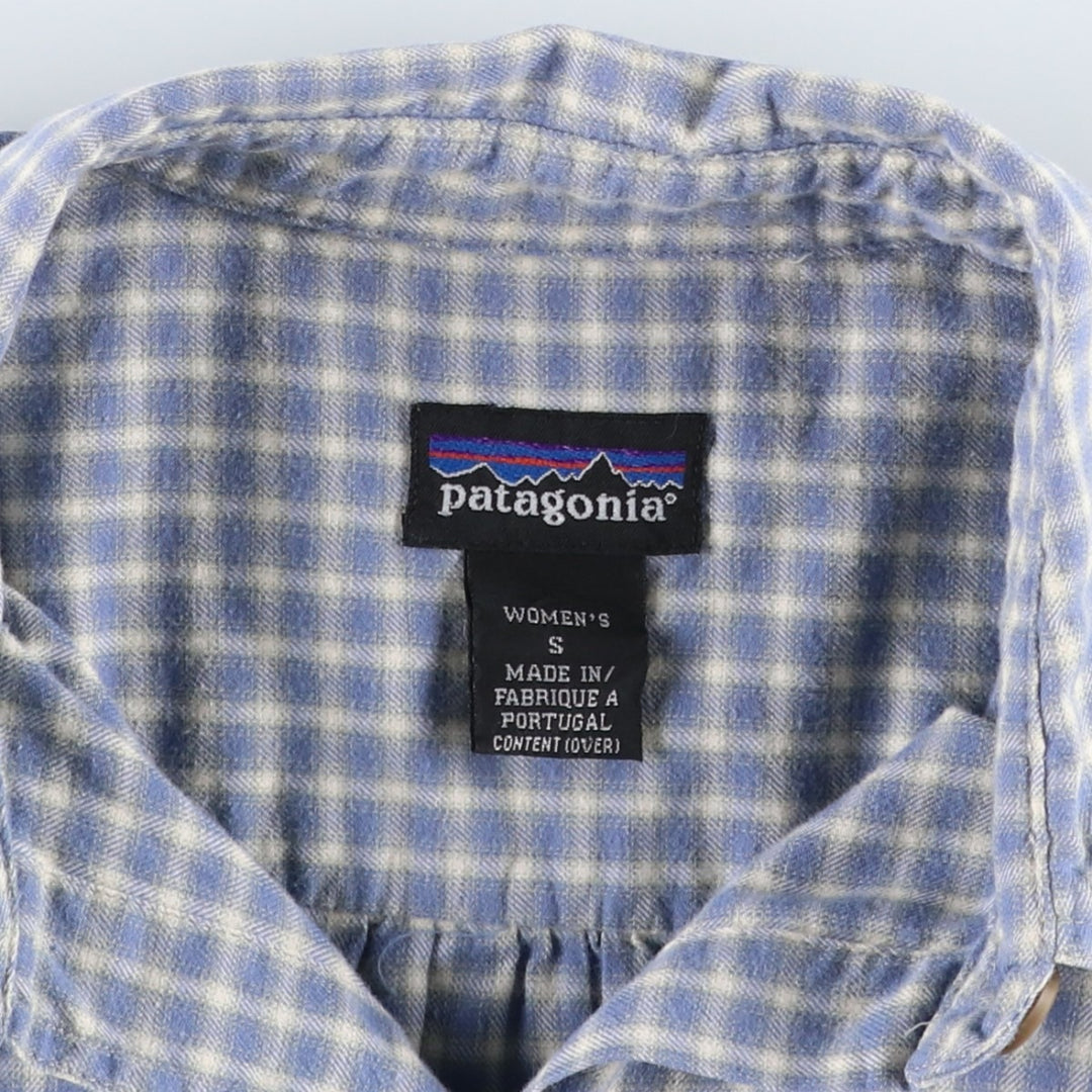 Patagonia 53859 Check Pattern Long-Sleeve Cotton Check Shirt, Women's Size S (approx.) cotton blue type Vintage Second Hand