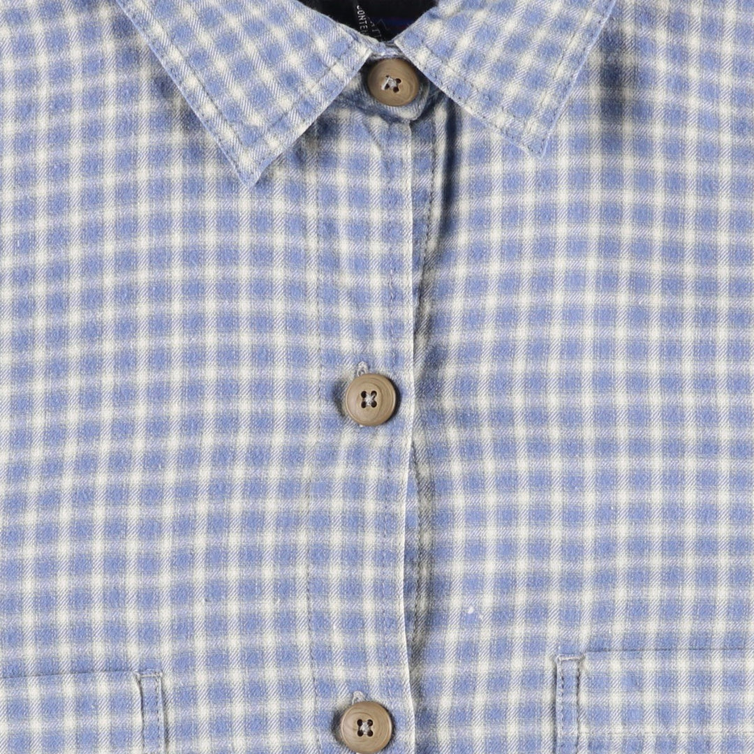 Patagonia 53859 Check Pattern Long-Sleeve Cotton Check Shirt, Women's Size S (approx.) cotton blue type Vintage Second Hand