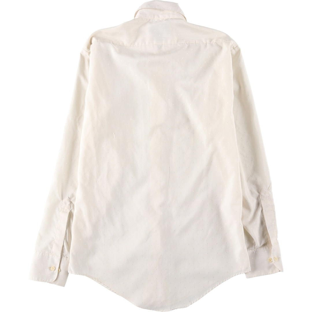 1970'S Sears Prema-Presto Dot Pattern Long-Sleeve Poly-Cotton Shirt, Men's Size S (Equivalent), Vintage polyester unbleached Vintage Second Hand