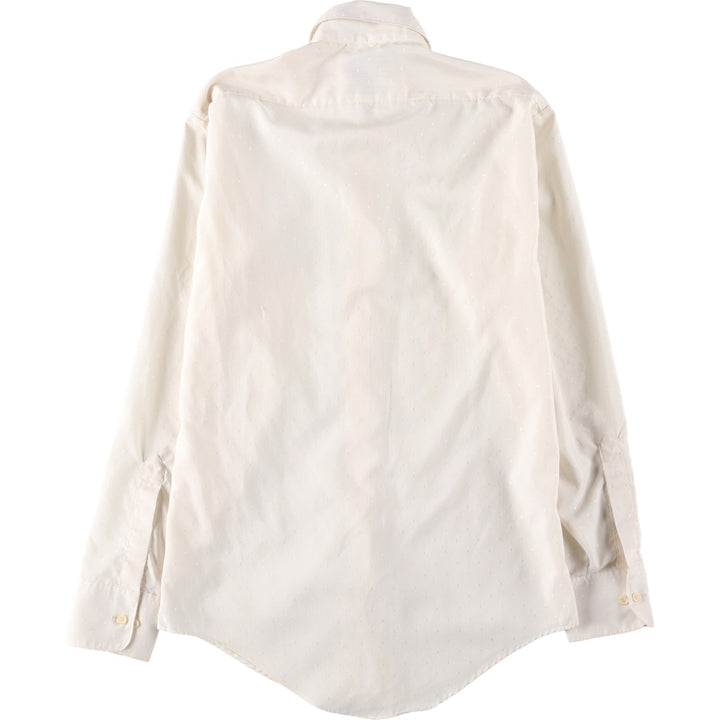 1970'S Sears Prema-Presto Dot Pattern Long-Sleeve Poly-Cotton Shirt, Men's Size S (Equivalent), Vintage polyester unbleached Vintage Second Hand