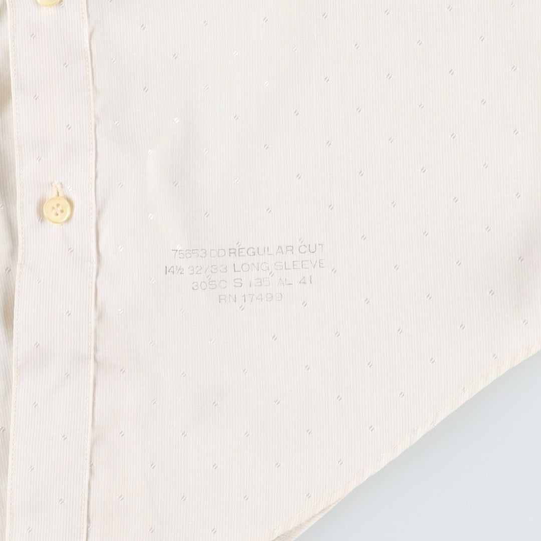 1970'S Sears Prema-Presto Dot Pattern Long-Sleeve Poly-Cotton Shirt, Men's Size S (Equivalent), Vintage polyester unbleached Vintage Second Hand