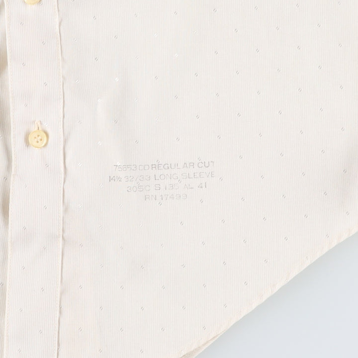 1970'S Sears Prema-Presto Dot Pattern Long-Sleeve Poly-Cotton Shirt, Men's Size S (Equivalent), Vintage polyester unbleached Vintage Second Hand