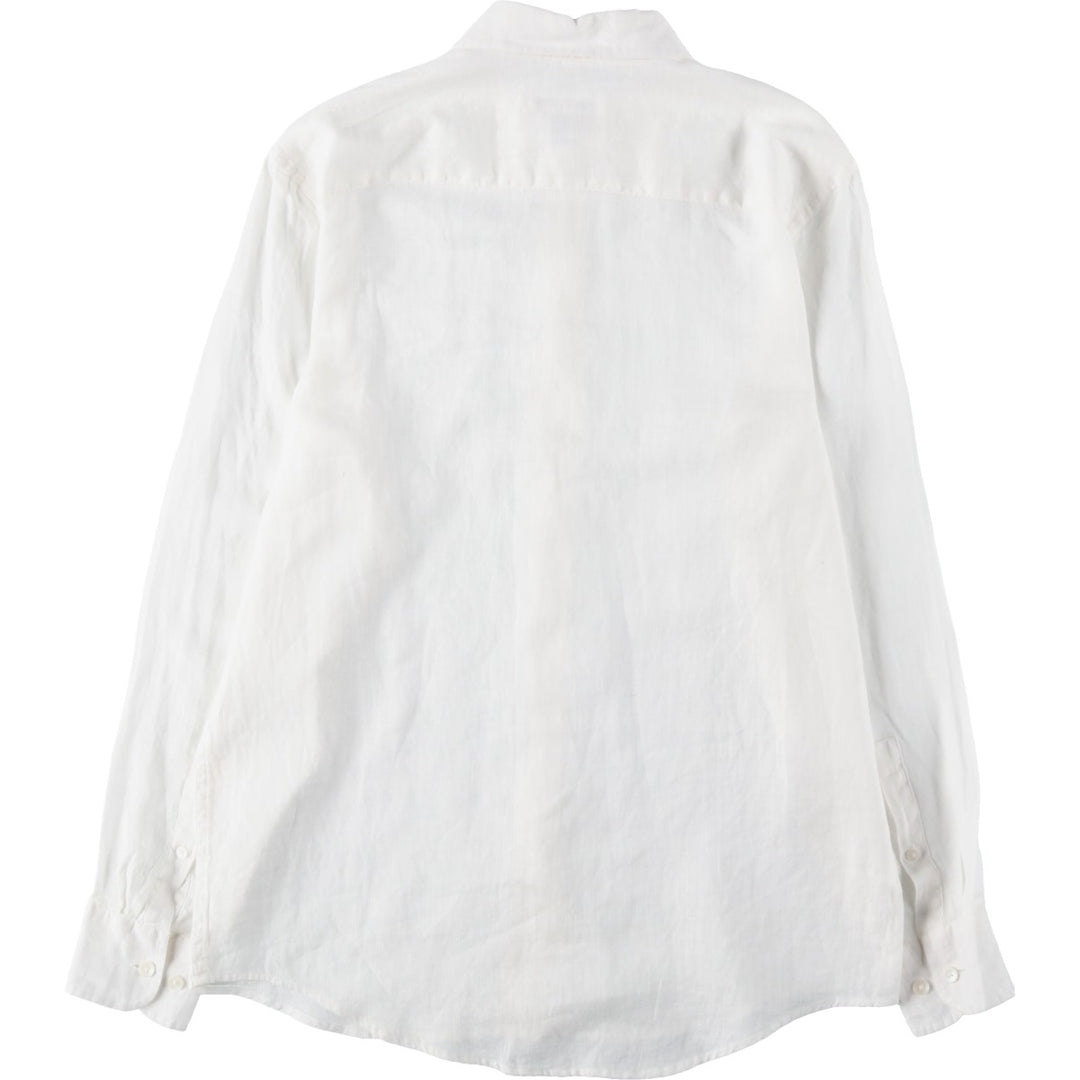 2000'S Calvin Klein long-sleeved linen shirt, women's size S (approx.) linen white type Vintage Second Hand