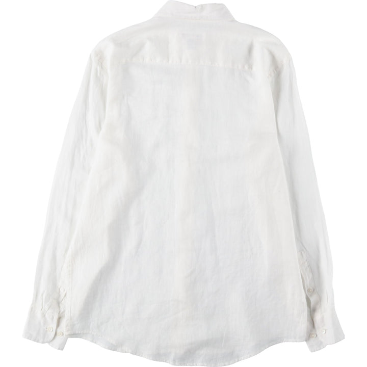 2000'S Calvin Klein long-sleeved linen shirt, women's size S (approx.) linen white type Vintage Second Hand