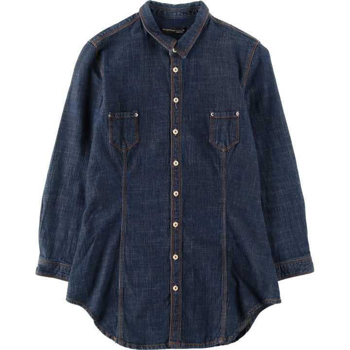 Dark navy Caliope long-sleeved denim shirt, women's size M. cotton navy blue type Vintage Second Hand