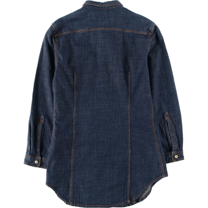 Dark navy Caliope long-sleeved denim shirt, women's size M. cotton navy blue type Vintage Second Hand