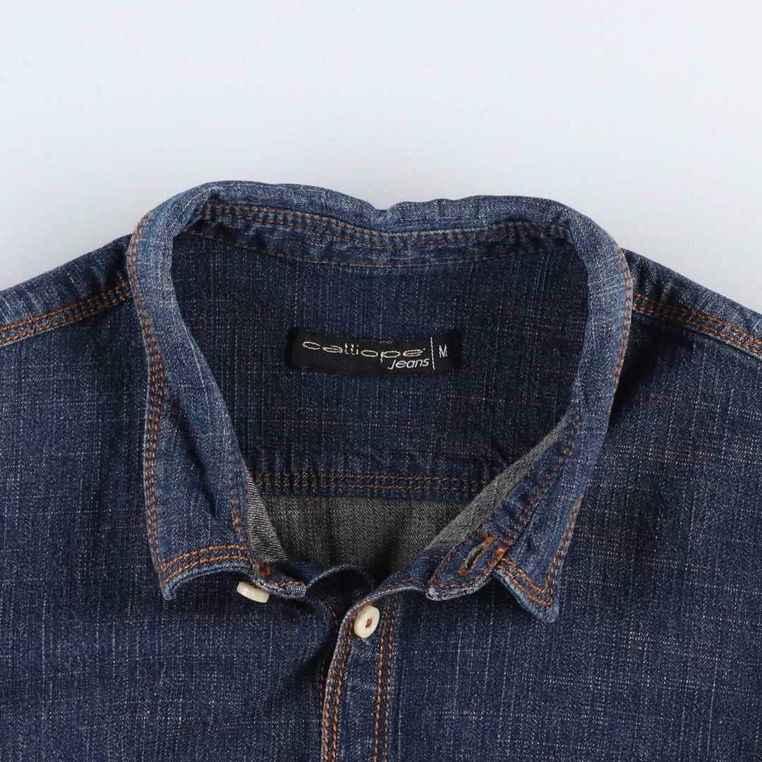 Dark navy Caliope long-sleeved denim shirt, women's size M. cotton navy blue type Vintage Second Hand