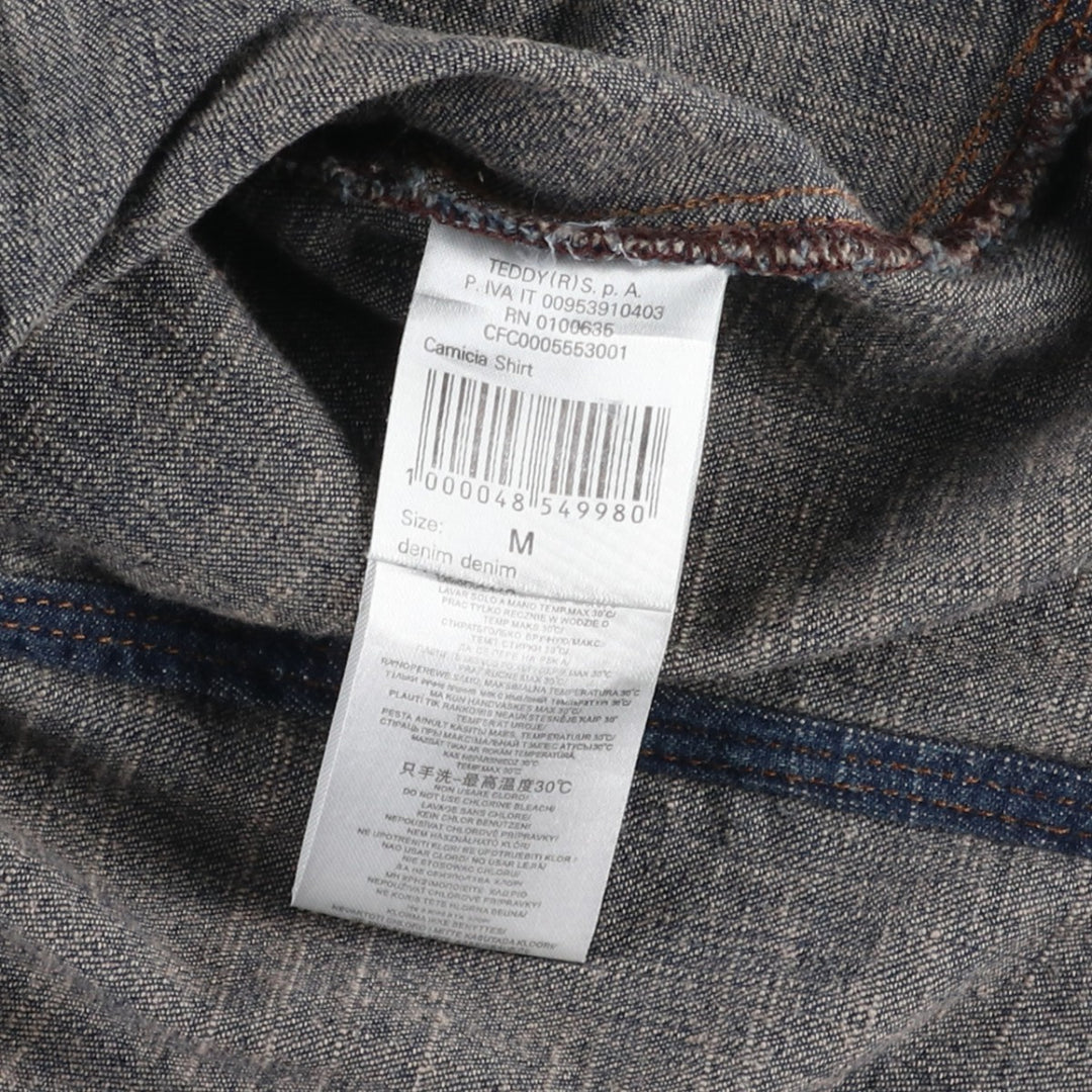 Dark navy Caliope long-sleeved denim shirt, women's size M. cotton navy blue type Vintage Second Hand