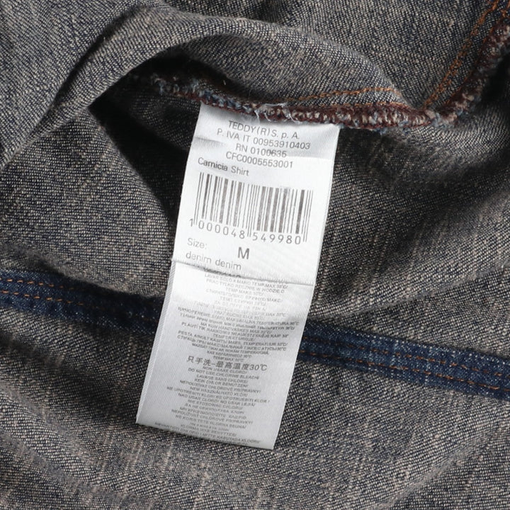 Dark navy Caliope long-sleeved denim shirt, women's size M. cotton navy blue type Vintage Second Hand