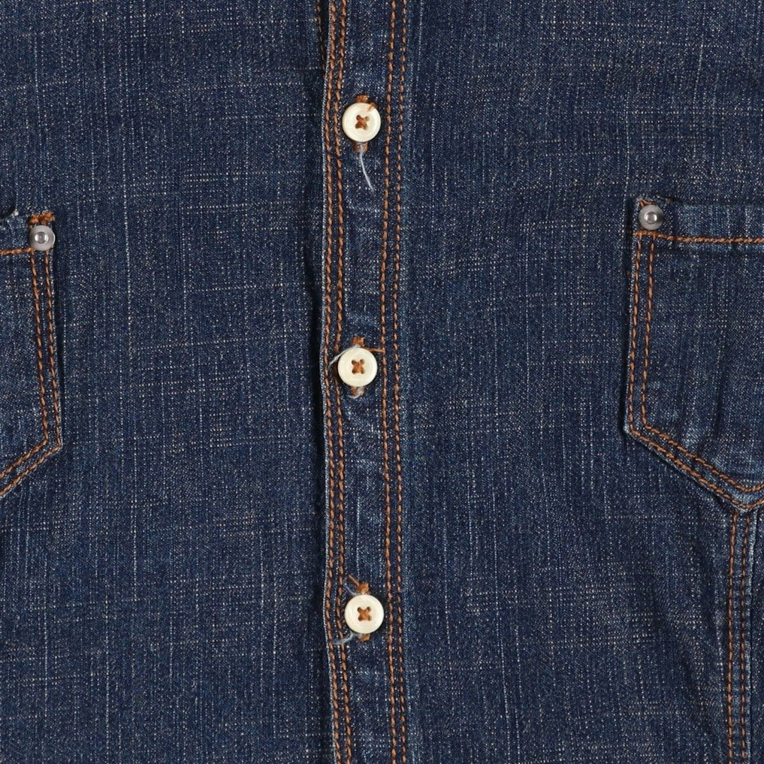 Dark navy Caliope long-sleeved denim shirt, women's size M. cotton navy blue type Vintage Second Hand