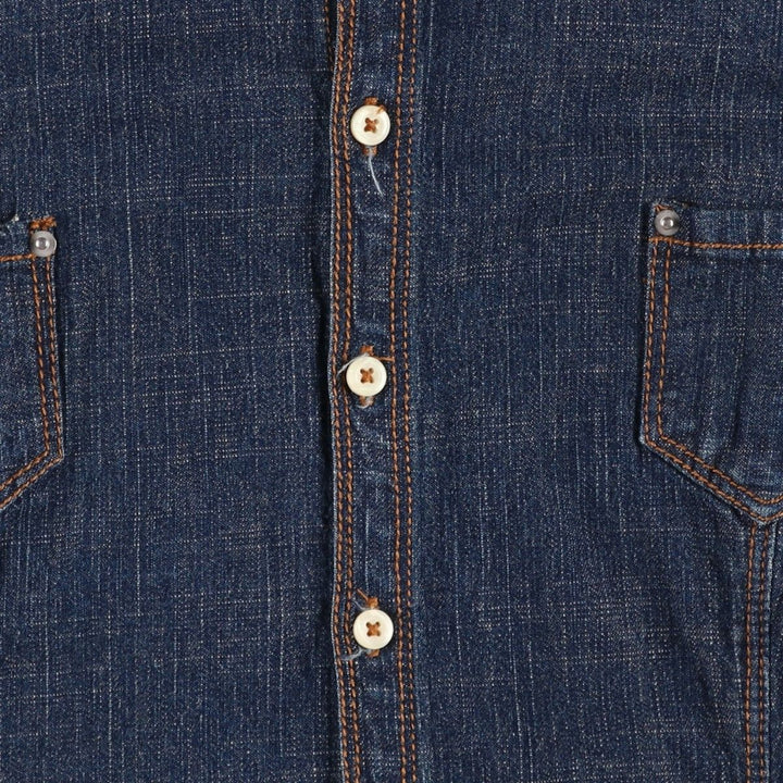 Dark navy Caliope long-sleeved denim shirt, women's size M. cotton navy blue type Vintage Second Hand