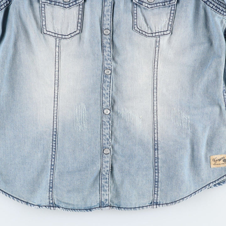 Harley-Davidson Long-Sleeve Denim Shirt, Women's Size XL (approx.) cotton blue type Vintage Second Hand