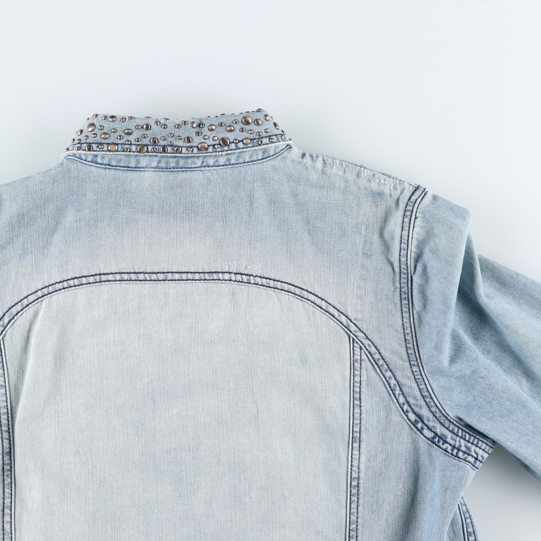 Harley-Davidson Long-Sleeve Denim Shirt, Women's Size XL (approx.) cotton blue type Vintage Second Hand