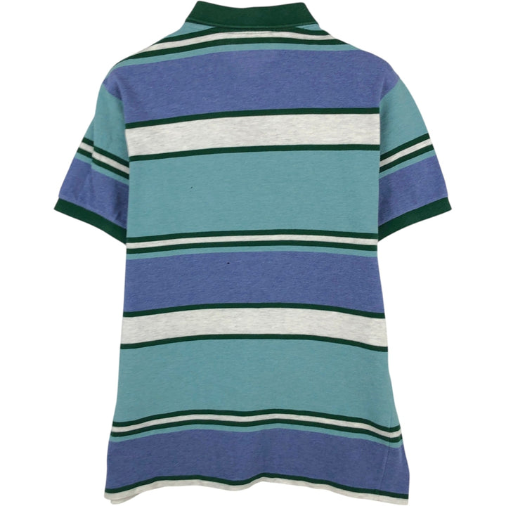 1980'S Lacoste French Lacoste Native Border Short-Sleeve Striped Polo Shirt, Made in France, Size 3 (Men's S equivalent), Vintage cotton Purple type blue-purple Vintage Second Hand
