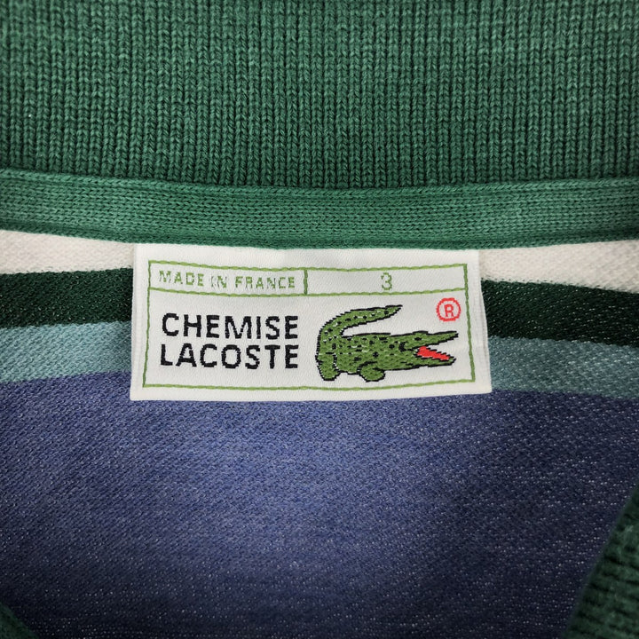 1980'S Lacoste French Lacoste Native Border Short-Sleeve Striped Polo Shirt, Made in France, Size 3 (Men's S equivalent), Vintage cotton Purple type blue-purple Vintage Second Hand