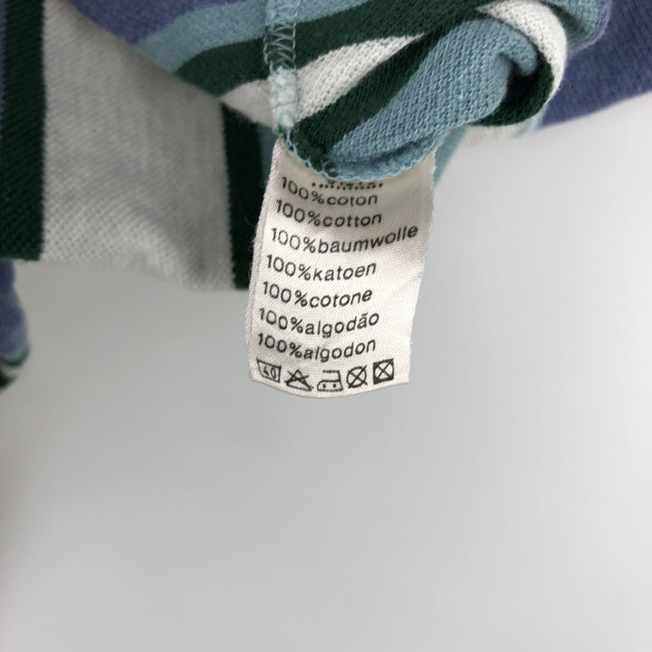 1980'S Lacoste French Lacoste Native Border Short-Sleeve Striped Polo Shirt, Made in France, Size 3 (Men's S equivalent), Vintage cotton Purple type blue-purple Vintage Second Hand