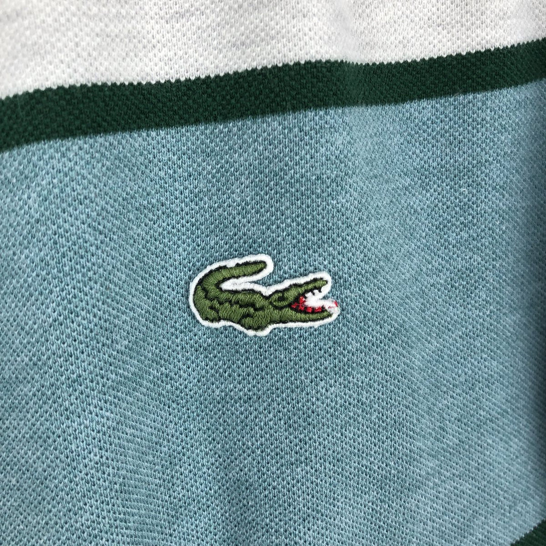 1980'S Lacoste French Lacoste Native Border Short-Sleeve Striped Polo Shirt, Made in France, Size 3 (Men's S equivalent), Vintage cotton Purple type blue-purple Vintage Second Hand