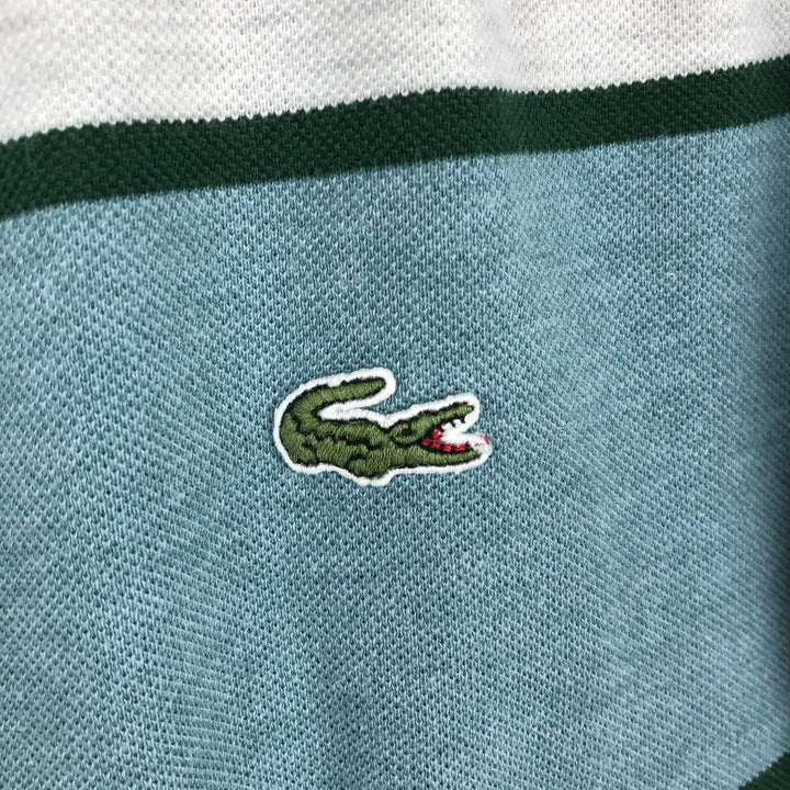 1980'S Lacoste French Lacoste Native Border Short-Sleeve Striped Polo Shirt, Made in France, Size 3 (Men's S equivalent), Vintage cotton Purple type blue-purple Vintage Second Hand
