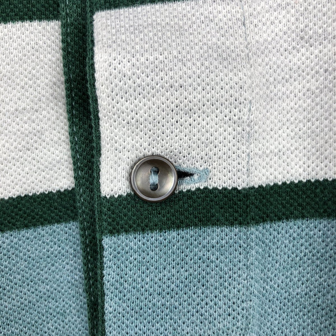 1980'S Lacoste French Lacoste Native Border Short-Sleeve Striped Polo Shirt, Made in France, Size 3 (Men's S equivalent), Vintage cotton Purple type blue-purple Vintage Second Hand