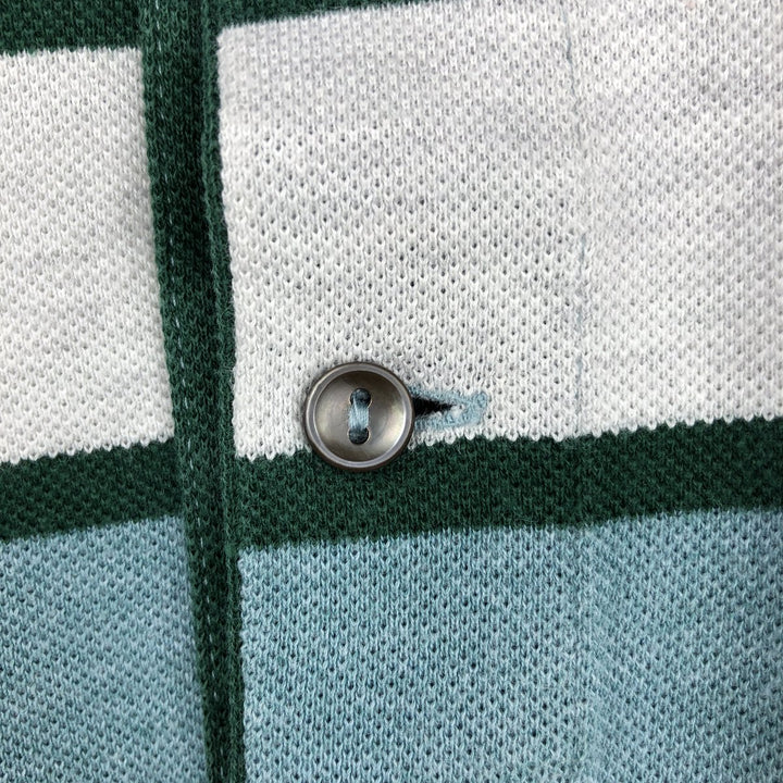 1980'S Lacoste French Lacoste Native Border Short-Sleeve Striped Polo Shirt, Made in France, Size 3 (Men's S equivalent), Vintage cotton Purple type blue-purple Vintage Second Hand