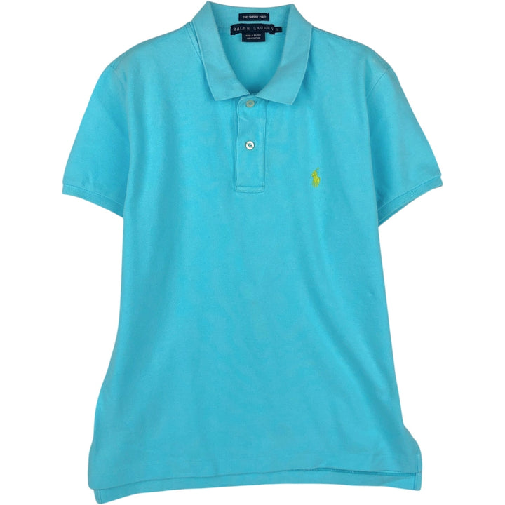 Ralph Lauren THE SKINNY POLO Short-Sleeve Polo Shirt, Women's Size L (approx.) cotton Blue type light blue Vintage Second Hand