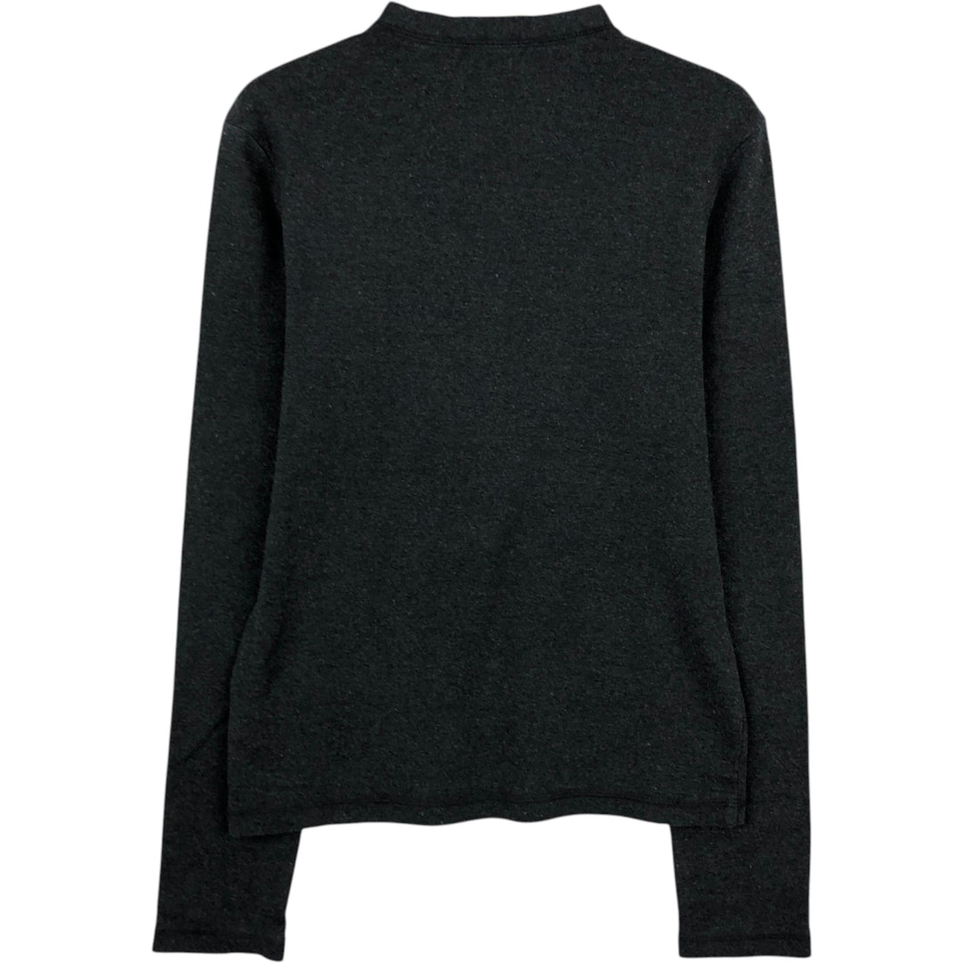 Ralph Lauren RALPH LAUREN SPORT Henley Neck Long-Sleeve T-Shirt (Women's Size L) cotton Charcoal Vintage Second Hand