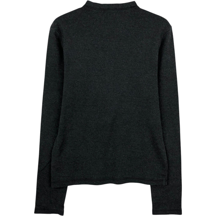 Ralph Lauren RALPH LAUREN SPORT Henley Neck Long-Sleeve T-Shirt (Women's Size L) cotton Charcoal Vintage Second Hand
