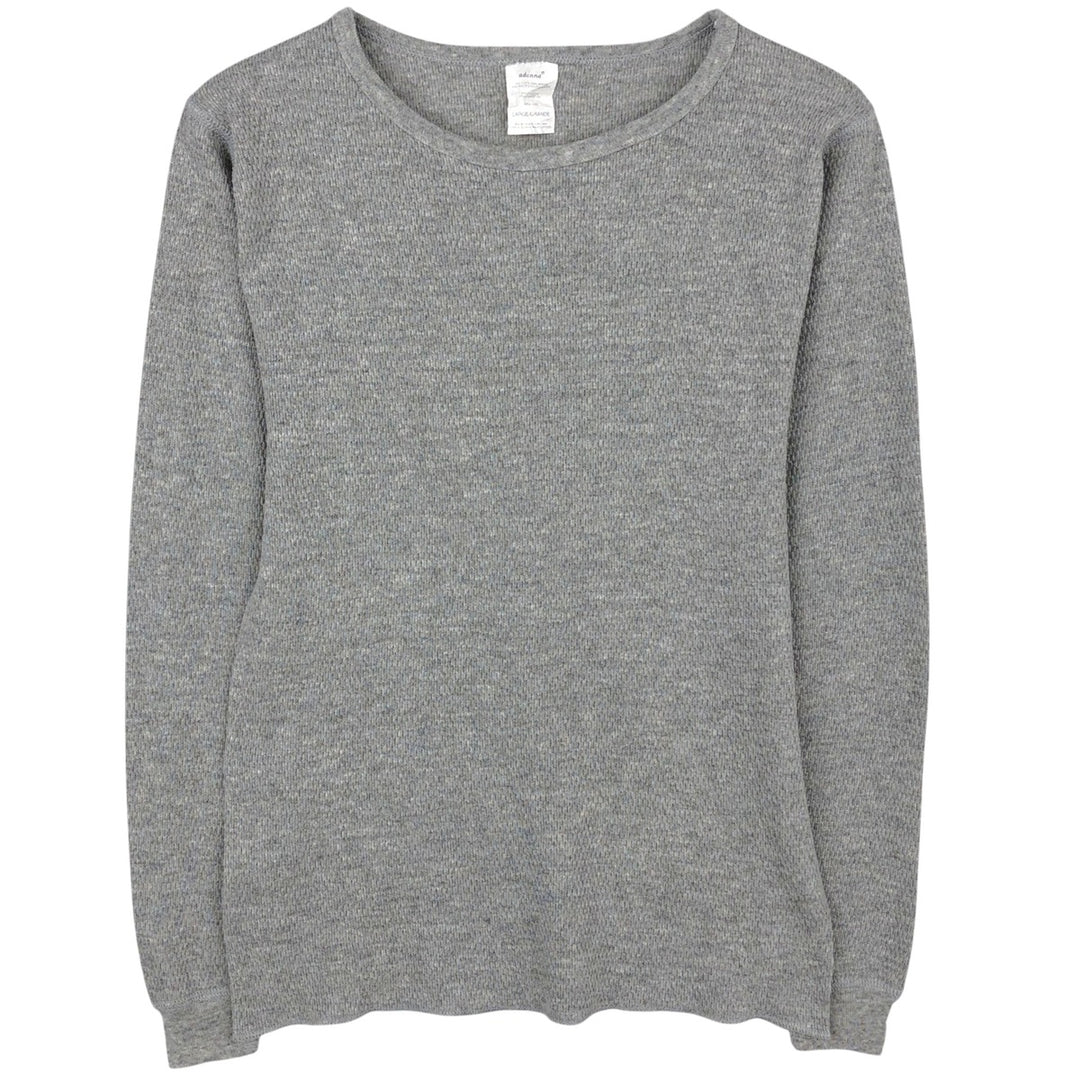 Adonna Thermal Long T-Shirt, Made in USA, Women's Size L cotton gray type Vintage Second Hand