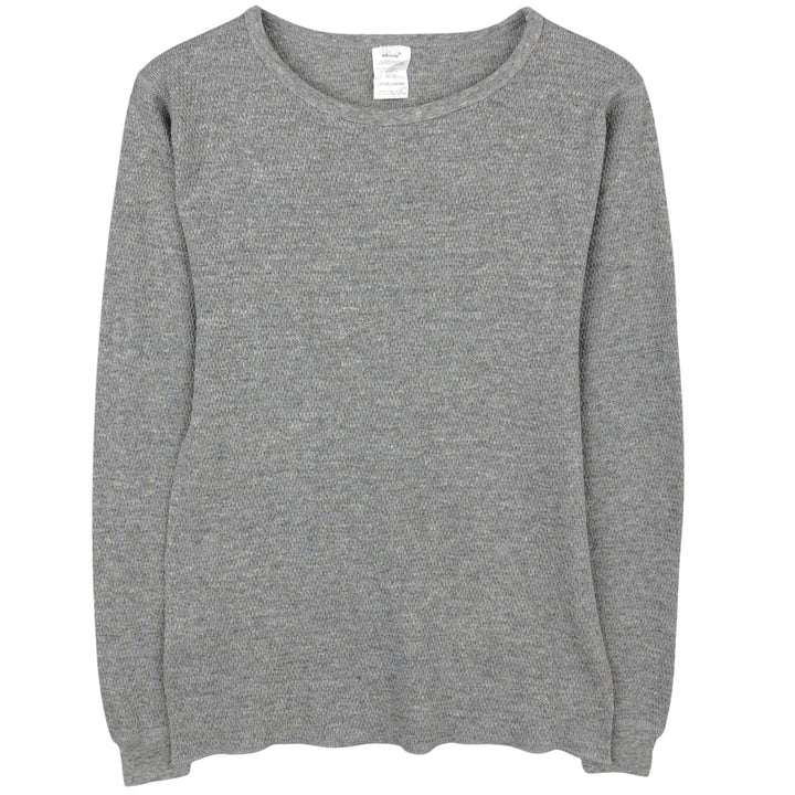 Adonna Thermal Long T-Shirt, Made in USA, Women's Size L cotton gray type Vintage Second Hand